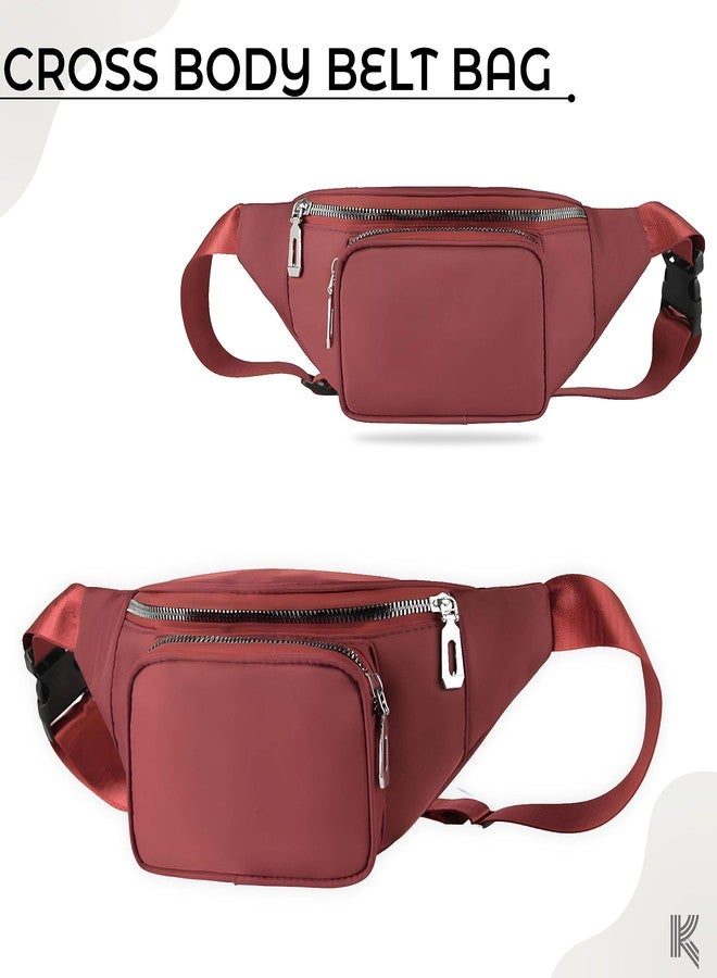 Kraptick Premium Unisex Waist Bag for Men and Women - Stylish Fanny Pack, Hip Bag, Travel Money Belt (Maroon) - Image 2